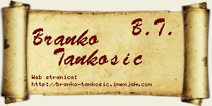 Branko Tankosić vizit kartica